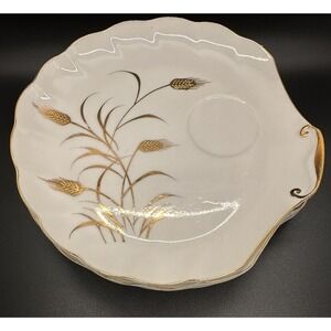4 Lefton Saucers, Snack Set Wheat Pattern -‎ Gold Trim